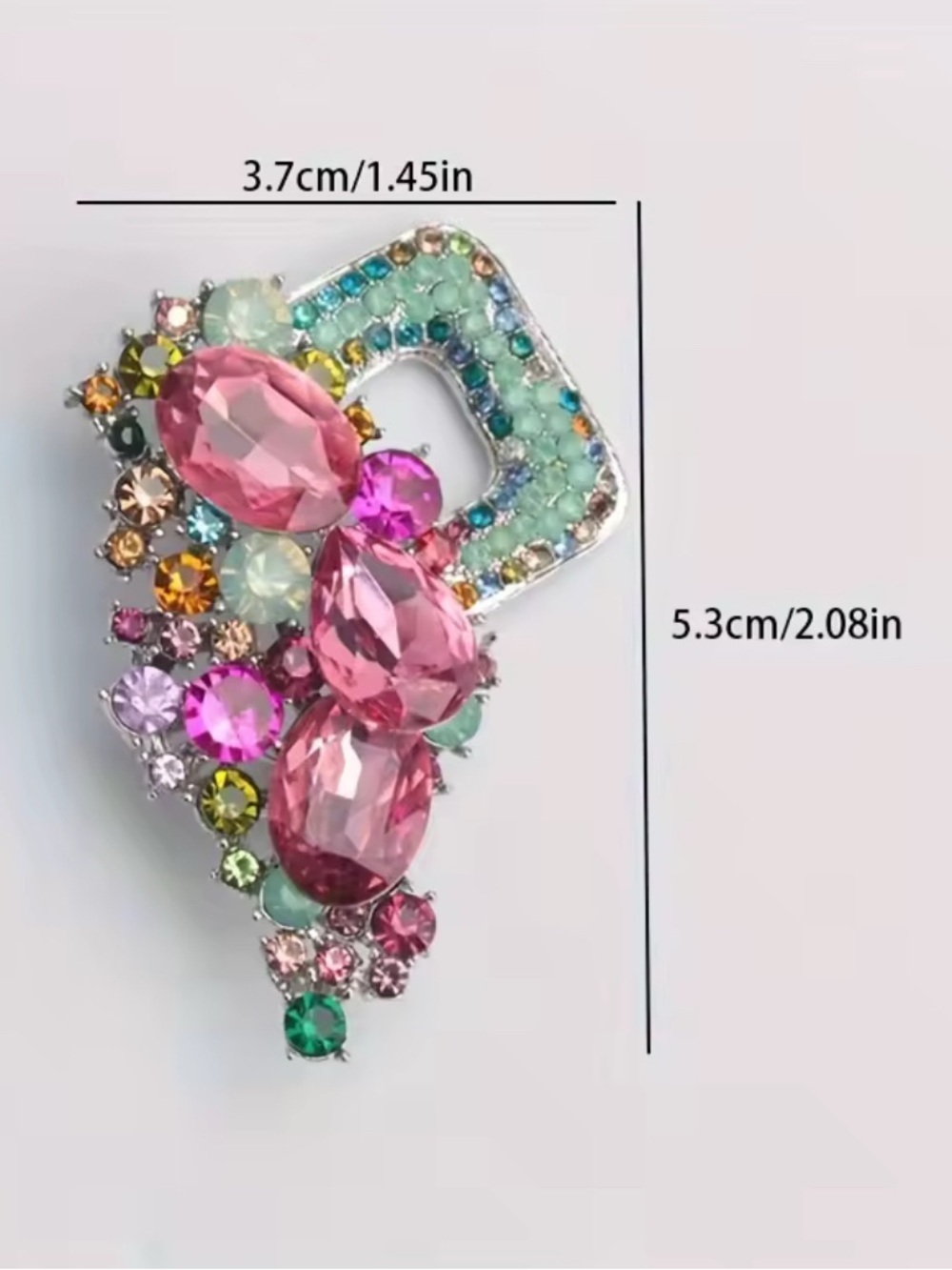 Multicolor Crystal Statement Brooch - Picture 5 of 6